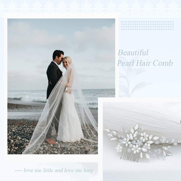 ?Women  Silver Bride Wedding Hair Pearl Flower Hair Piece  Bridal Hair Comb main image 2